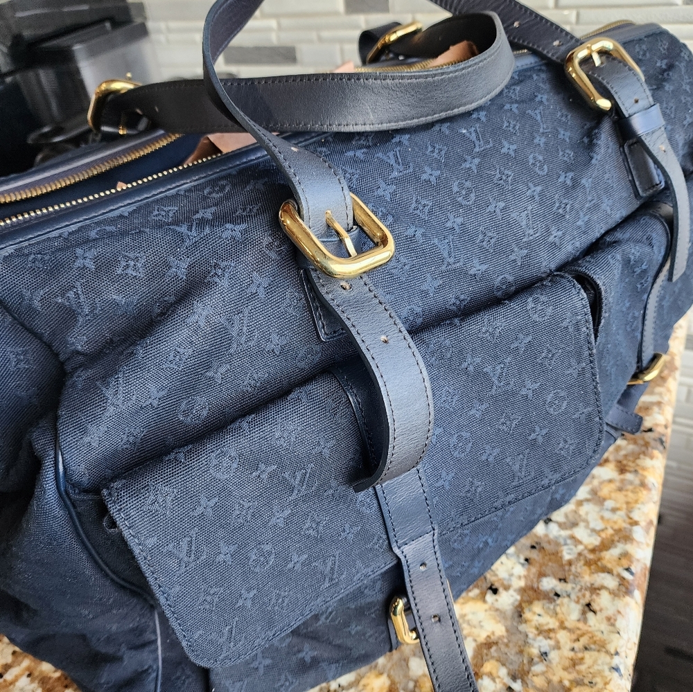 Ultimate Louis Vuitton Blue Cloth Duffle/ Overnight Bag